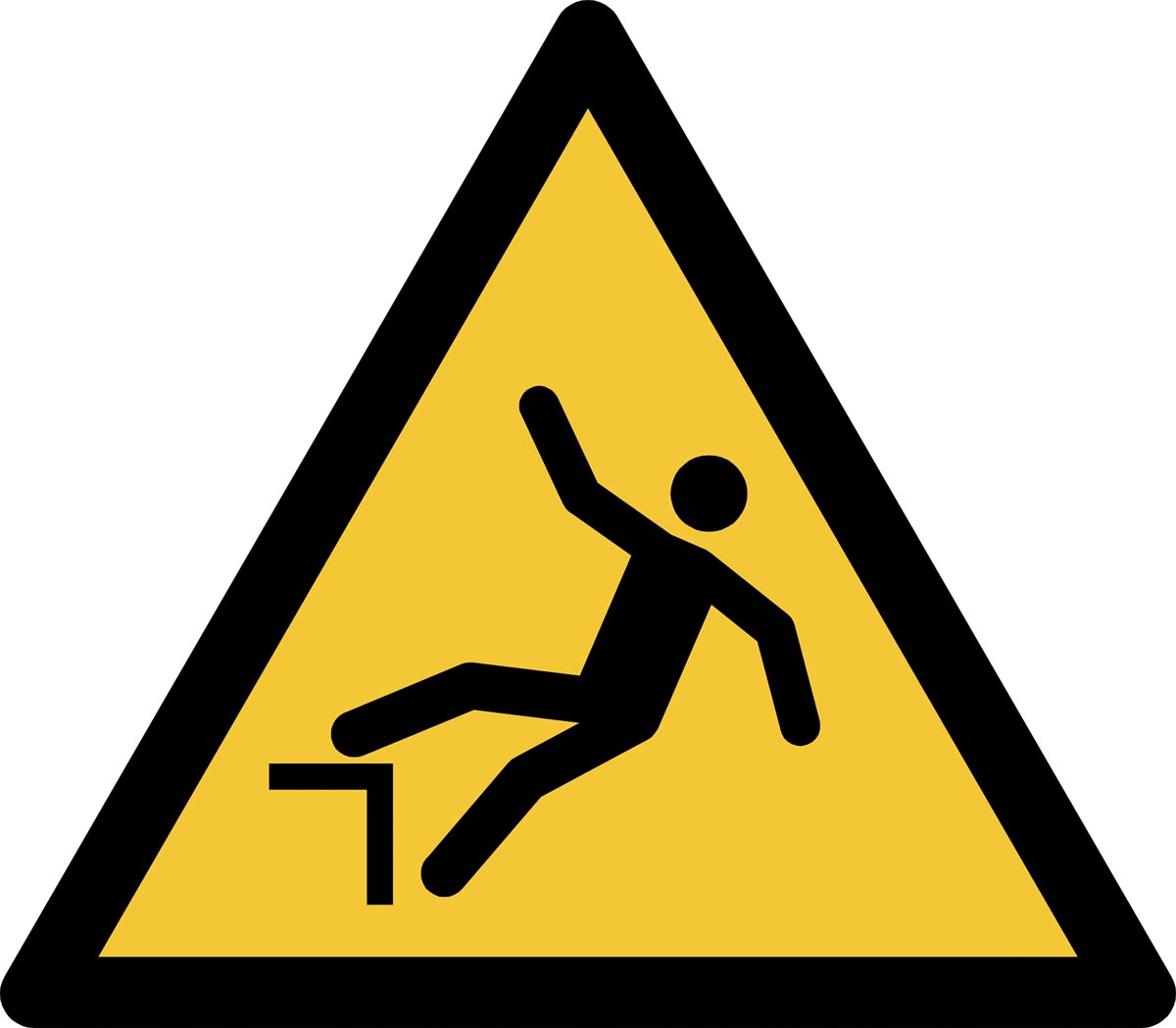 Tarifold waarschuwingsbord uit PP, valgevaar door hoogteverschil, ft 20 x 17,6 cm