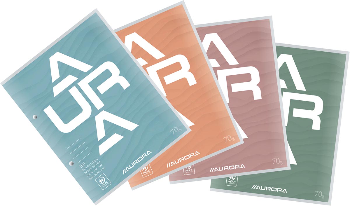 Aurora cursusblok, ft 16,5 x 21 cm, 75 vel, 2-gaatsperforatie, gelijnd afbeelding