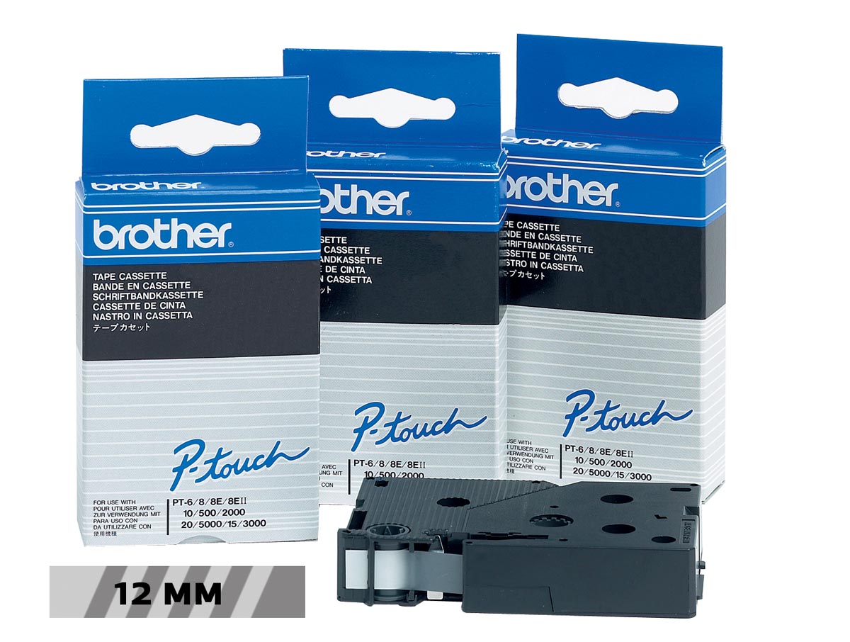 Brother TC tape voor P-Touch 12 mm, zwart op transparant