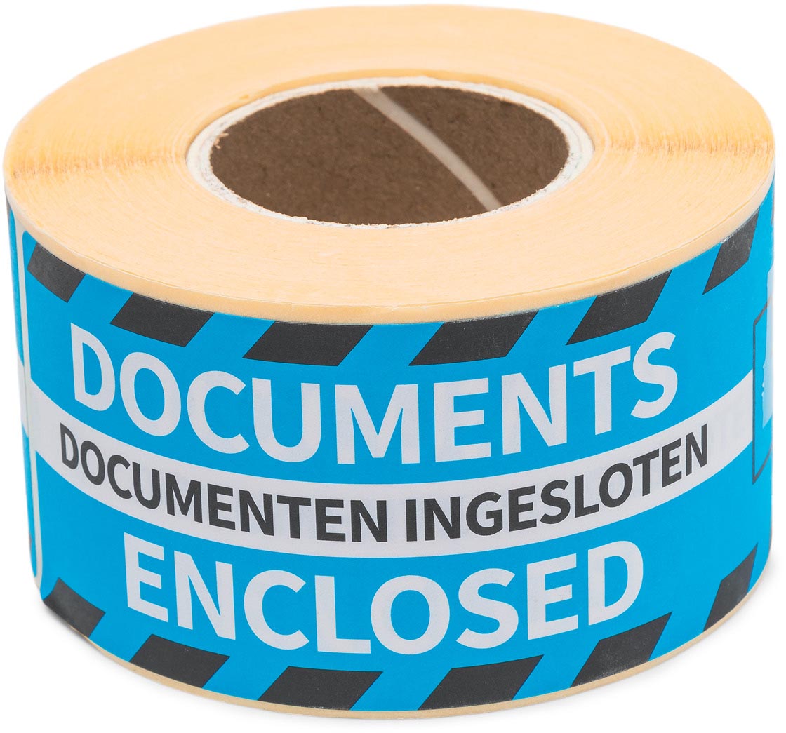 Rillprint etiketten Documenten ingesloten, ft 46 x 125 mm, rol van 250 stuks afbeelding