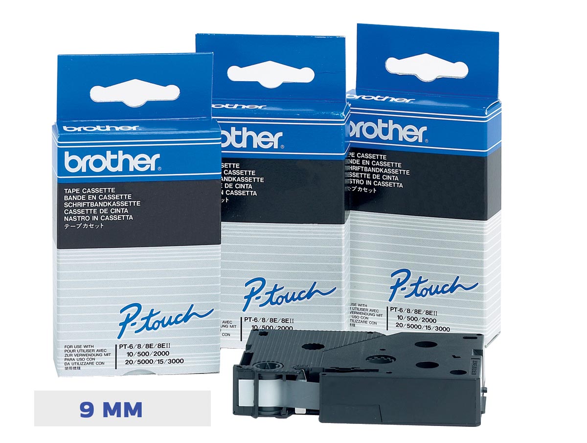 Brother TC tape voor P-Touch 9 mm, blauw op wit