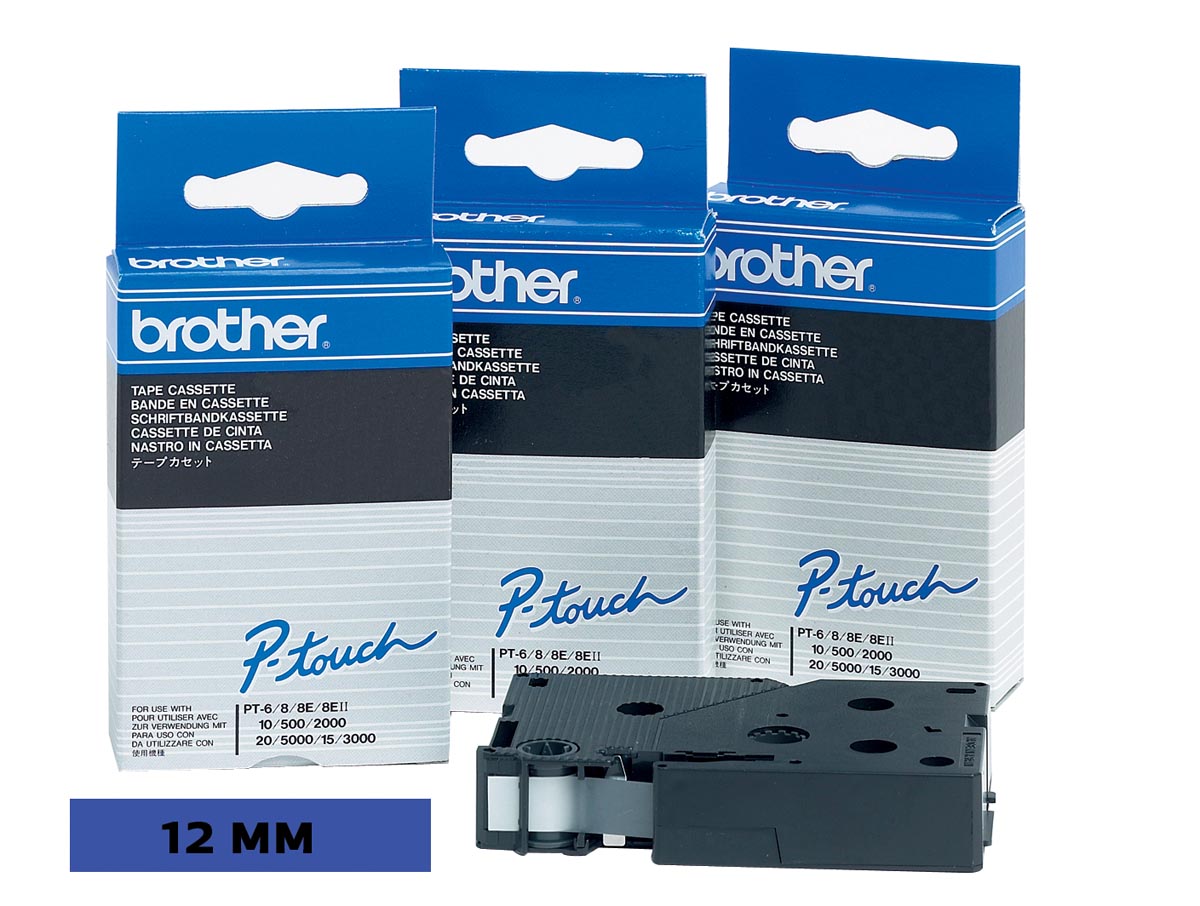 Brother TC tape voor P-Touch 12 mm, zwart op blauw