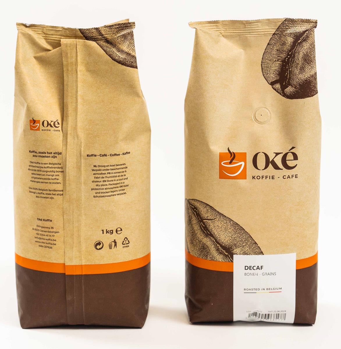 Oké koffiebonen, zak van 1 kg, Deca afbeelding