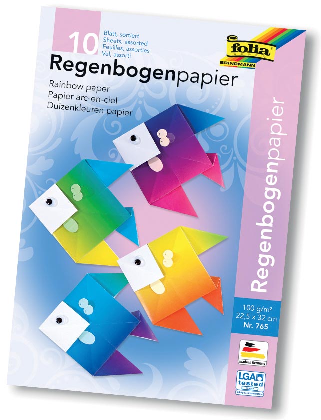 Folia regenboogpapier, 100 g, ft 22 x 32 cm, geassorteerde kleuren, pak van 10 vel afbeelding