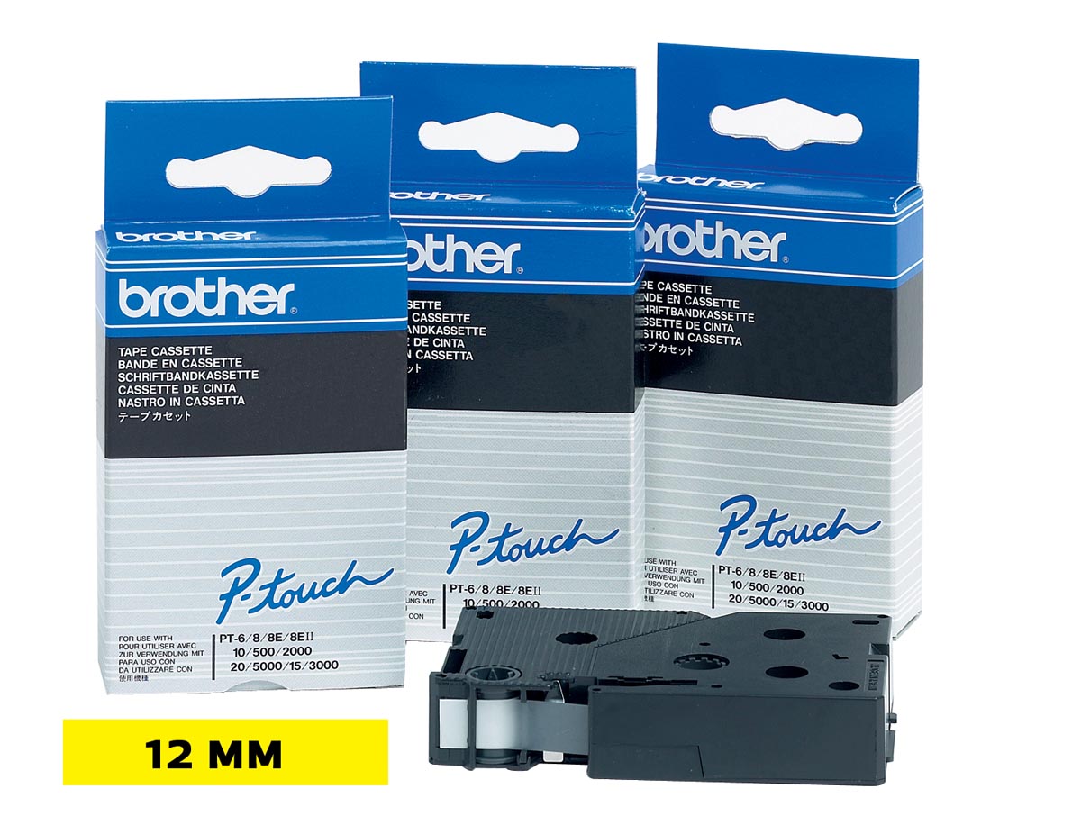 Brother TC tape voor P-Touch 12 mm, zwart op geel