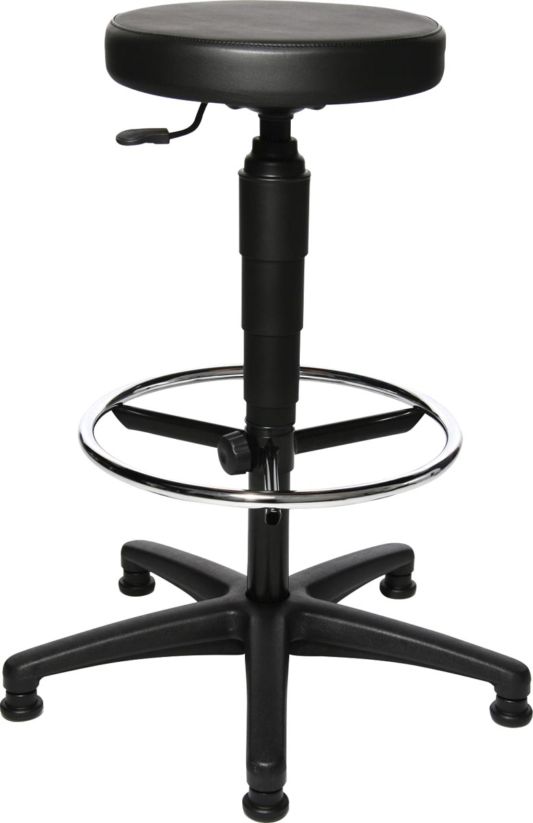 Topstar kruk Tec 70, met verchroomde voetring, met steldoppen, zwart
