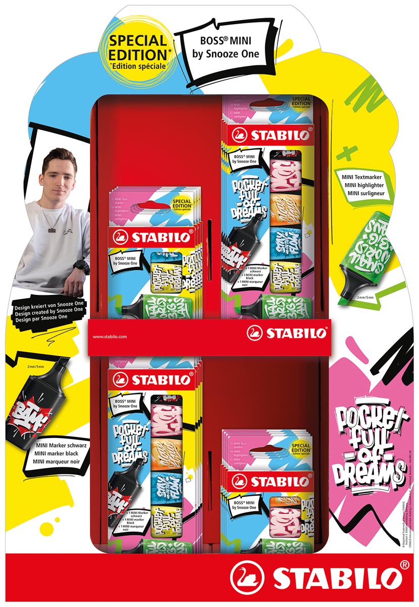 STABILO BOSS MINI markeerstift Snooze One, display van 16 stuks STABILO BOSS MINI markeerstift Snooze One, display van 16 stuks