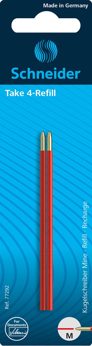Schneider balpenvulling Take 4, rood, etui van 2 stuks afbeelding