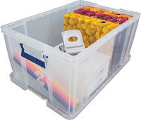 Bankers Box opbergdoos 70 liter, transparant met blauwe handvaten, per stuk verpakt in karton-2