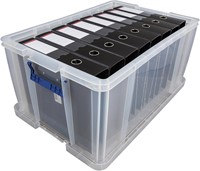 Bankers Box opbergdoos 70 liter, transparant met blauwe handvaten, per stuk verpakt in karton-3