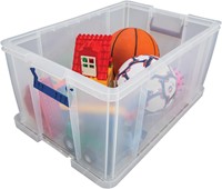 Bankers Box opbergdoos 70 liter, transparant met blauwe handvaten, per stuk verpakt in karton-2