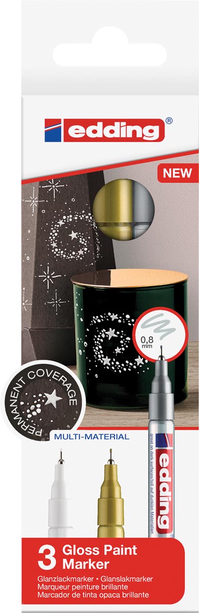 Edding lakmarker 780/3, metallic geassorteerde kleuren afbeelding