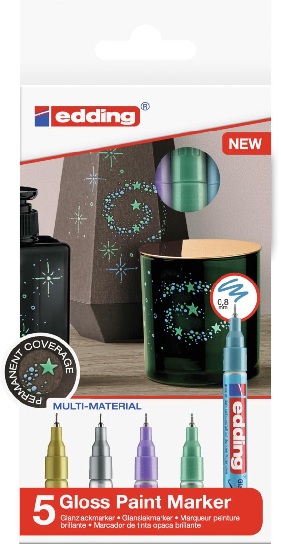 Edding lakmarker 780/5, metallic kleuren speciaal