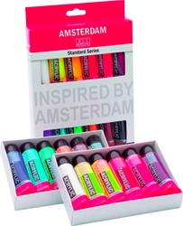 Amsterdam acrylverf tube van 20 ml, etui van 12 stuks in geassorteerde kleuren