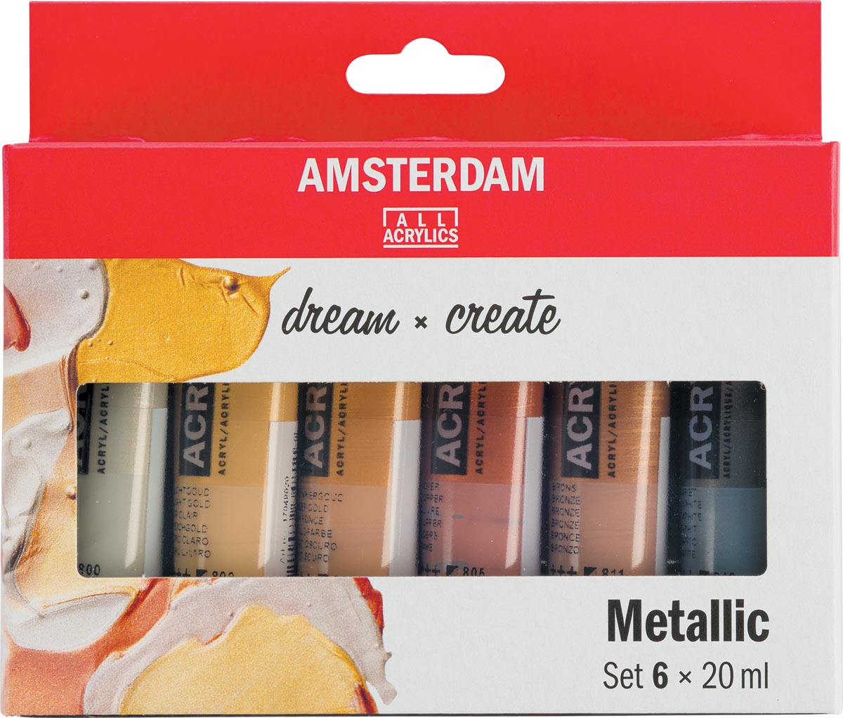 Amsterdam acrylverf tube van 20 ml, etui van 6 stuks, metallic