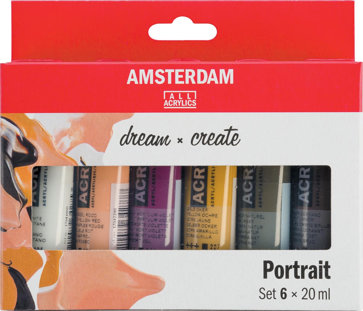 Amsterdam acrylverf tube van 20 ml, etui van 6 stuks, portret Amsterdam acrylverf tube van 20 ml, etui van 6 stuks, portret
