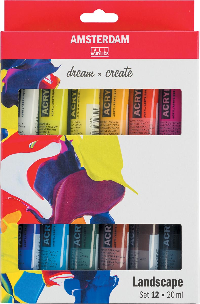 Amsterdam acrylverf tube van 20 ml, etui van 12 stuks, landschap
