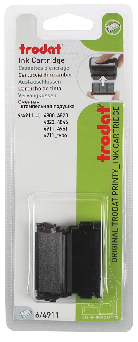 Trodat vervangkussen zwart, voor stempel 4911/4820/4822/4846, blister met 2 stuks afbeelding