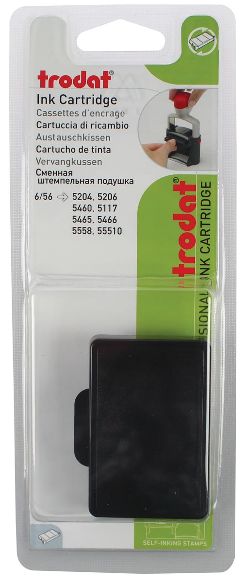 Trodat vervangkussen zwart, voor stempel 5460/5460L/5204/5206/5117, blister met 2 stuks afbeelding