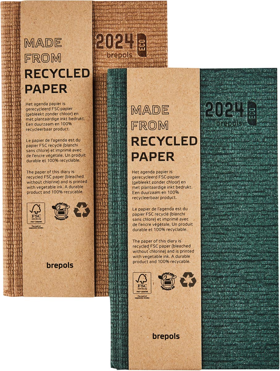 Brepols agenda Ecorama, Kazar, assorti, 2024, boekgebonden Brepols agenda Ecorama, Kazar, assorti, 2024, boekgebonden