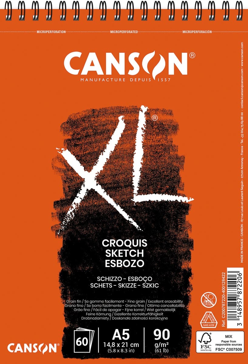 Canson schetsblok XL ft 14,8 x 21 cm (A5), blok van 60 blad afbeelding