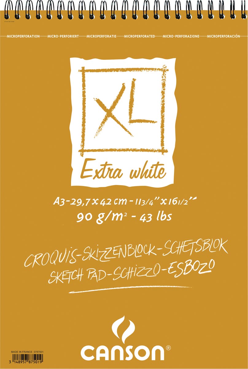 Canson schetsblok XL Extra White ft 29,7 x 42 cm (A3)