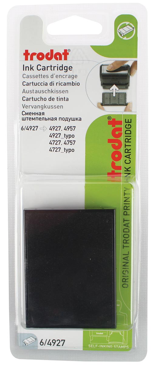 Trodat vervangkussen zwart, voor stempel 4927/4957, blister met 2 stuks afbeelding