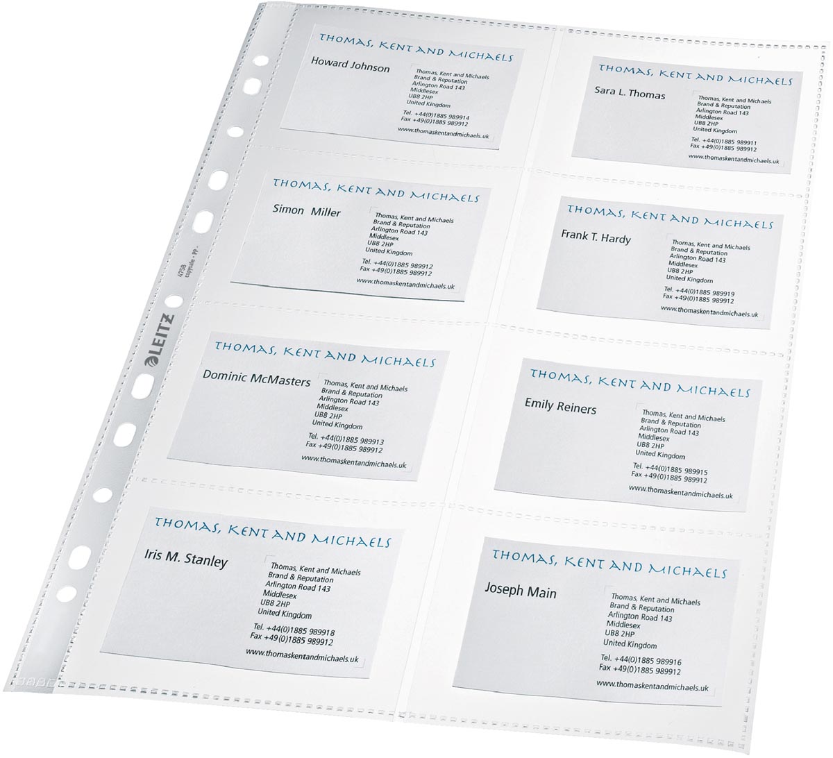 Leitz showtas ft A4 voor visitekaartjes, uit PP, pak van 10 stuks, 11-gaats perforatie afbeelding
