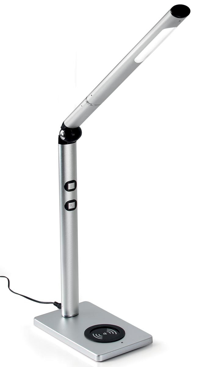 CEP LED bureaulamp met draadloos oplaadstation voor mobiele telefoon, kleur grijs