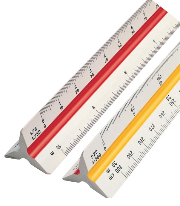 rotring driekantige schaallat 1:20; 1:25; 1:50; 1:75; 1:100 en 1:125 afbeelding