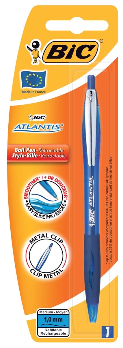 Afbeelding van Bic balpen Atlantis Soft 1 mm, blauw, op blister