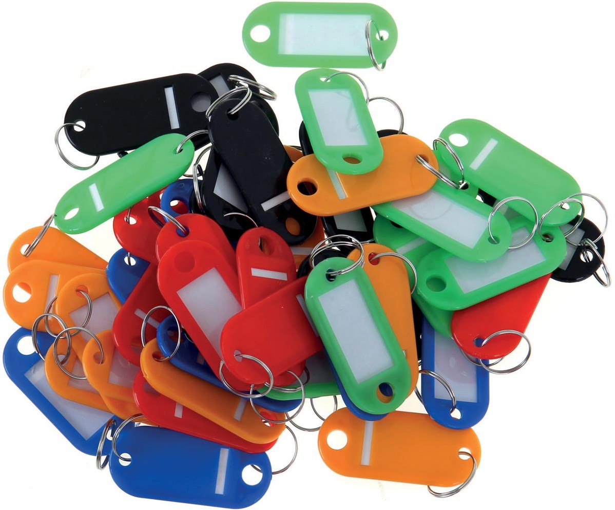 200 Porte-clés WEDO Avec étiquettes - 8 Couleurs Assorties - Crochet S - 5.2x2.1cm - Fabriqué Allemagne