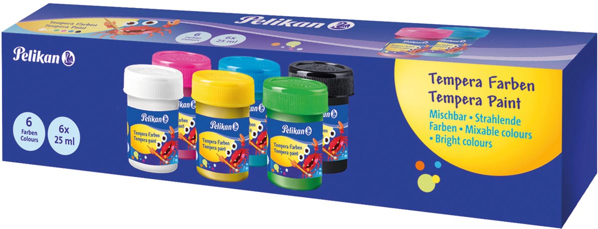 Pelikan schoolplakkaatverf 741/6, doos met 6 potjes van 25 ml
