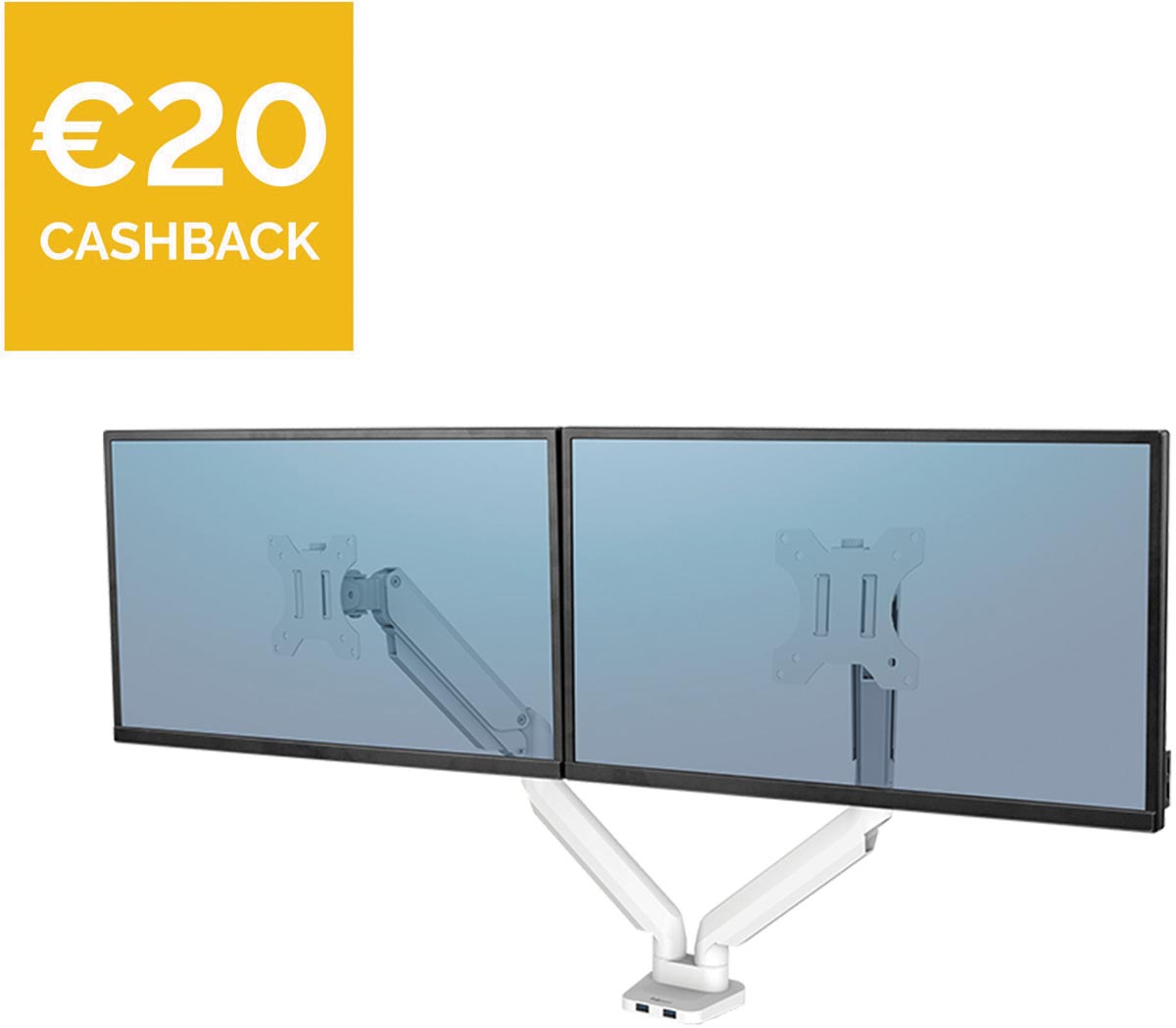 Fellowes Platinum Series monitorarm dubbel, horizontaal, wit Fellowes Platinum Series monitorarm dubbel, horizontaal, wit