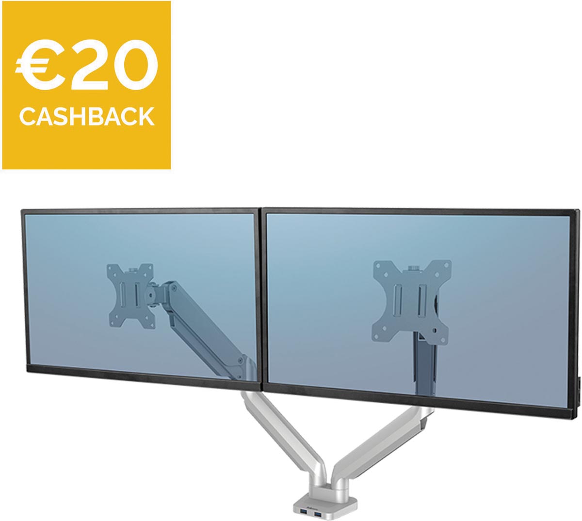 Fellowes Platinum Series monitorarm dubbel, horizontaal, zilver Fellowes Platinum Series monitorarm dubbel, horizontaal, zilver