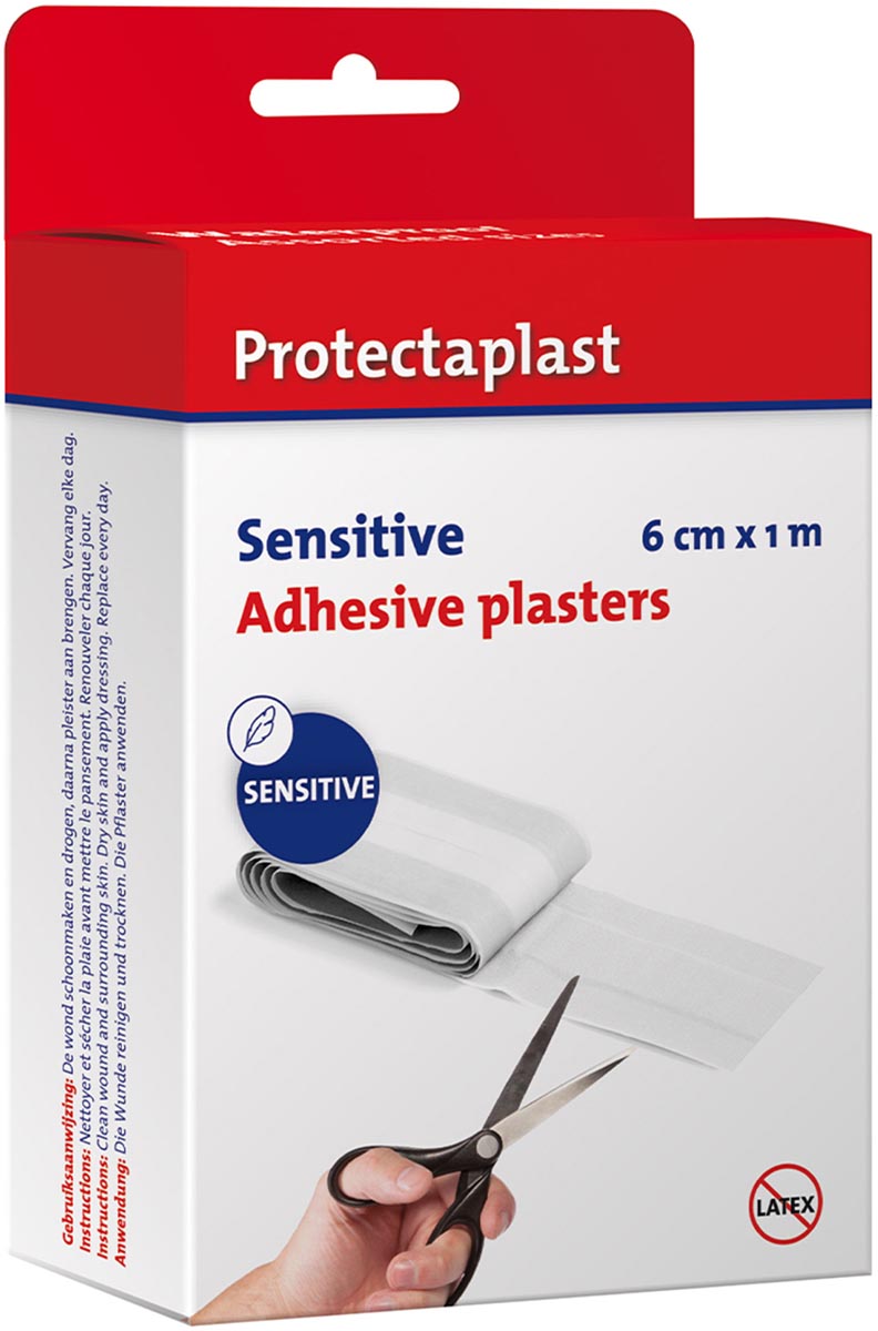 Protectaplast Sensitive pleister, ft 6 cm x 1 m, op rol Protectaplast Sensitive pleister, ft 6 cm x 1 m, op rol