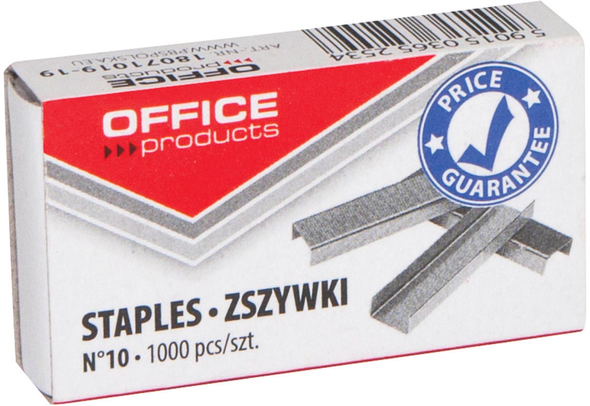 Office Products nietjes n° 10, verzinkt, doosje van 1000 stuks