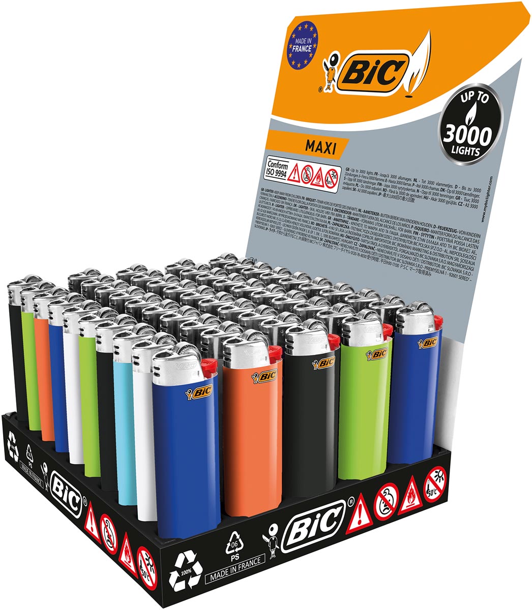 BIC Maxi vuursteen aansteker, display van 50 stuks afbeelding