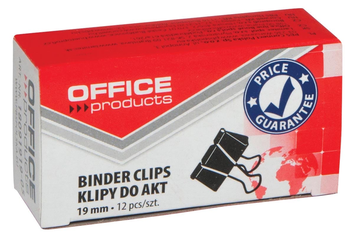 OFFICE products foldbackclip, zwart, 19 mm, doosje van 12 stuks afbeelding