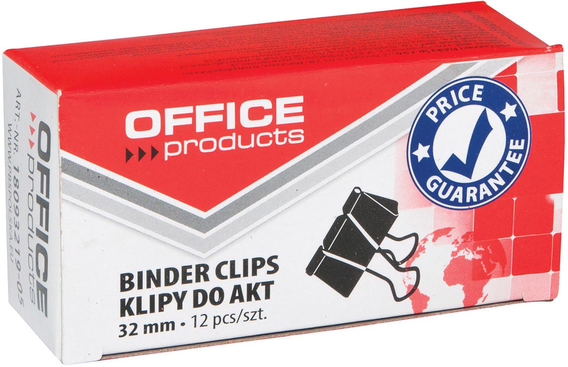 OFFICE products foldbackclip, zwart, 32 mm, doosje van 12 stuks afbeelding