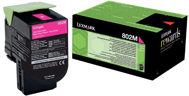 Lexmark Return Program toner 802, 1.000 pagina&apos;s, OEM 80C20M0, magenta afbeelding
