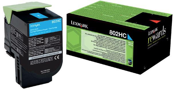 Lexmark Return Program toner 802, 3.000 pagina&apos;s, OEM 80C2HC0, cyaan afbeelding