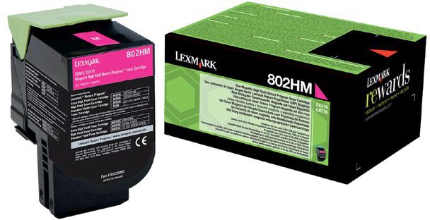 Lexmark Return Program toner 802, 3.000 pagina&apos;s, OEM 80C2HM0, magenta afbeelding