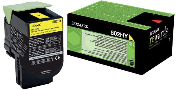 Lexmark Return Program toner 802, 3.000 pagina&apos;s, OEM 80C2HY0, geel afbeelding