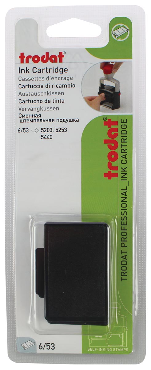 Trodat vervangkussen zwart, voor stempel 5440/5440L/5203, blister met 2 stuks afbeelding