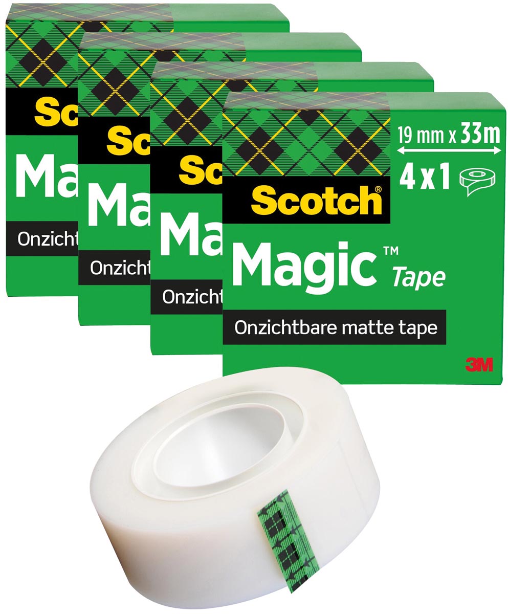 Scotch Magic Tape plakband ft 19 mm x 33 m, pak van 4 rollen Scotch Magic Tape plakband ft 19 mm x 33 m, pak van 4 rollen