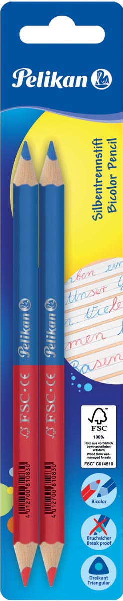 Pelikan tweekleurig potlood, rood en blauw Pelikan tweekleurig potlood, rood en blauw