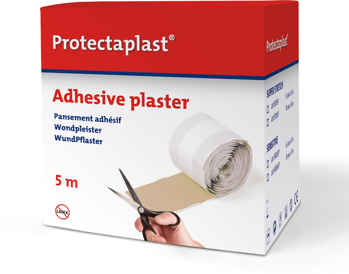 Protectaplast Elastic textielpleister, ft 6 cm x 5 m, op rol Protectaplast Elastic textielpleister, ft 6 cm x 5 m, op rol