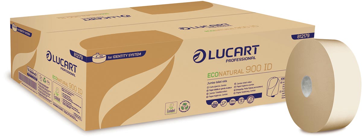Lucart Professional toiletpapier jumbo EcoNatural 900 ID, pak van 12 rollen