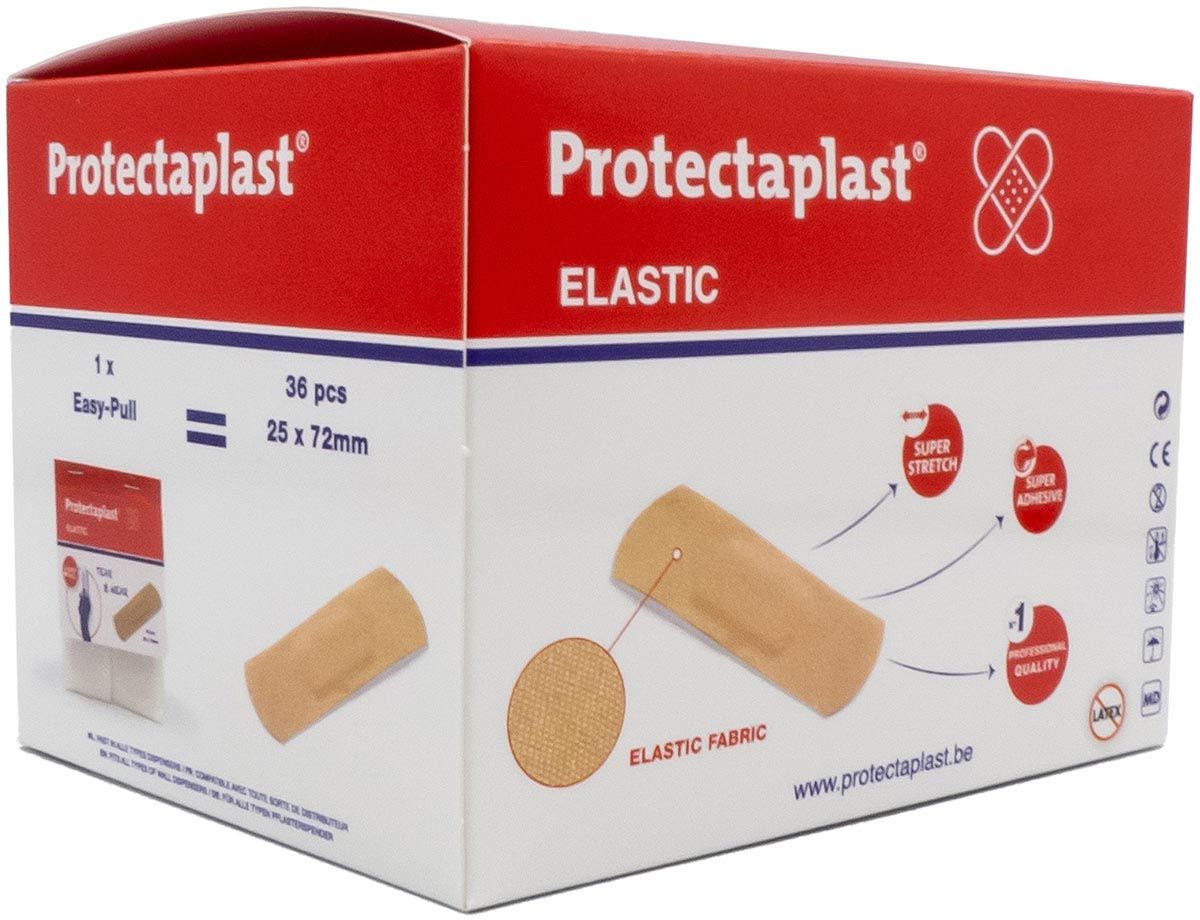 Protectaplast Tear & Wear Elastic Easy-Pull, ft 25 x 72 mm, 5 x 36 stuks Protectaplast Tear & Wear Elastic Easy-Pull, ft 25 x 72 mm, 5 x 36 stuks